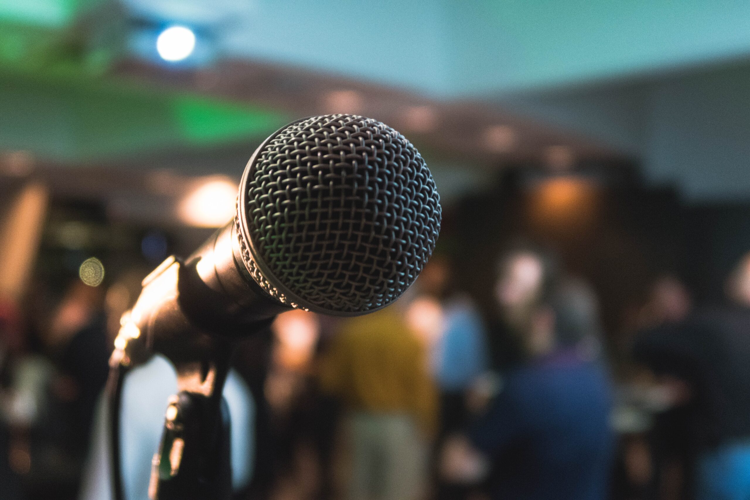WWC women in psychedelics and cannabis Conference microphone stock image